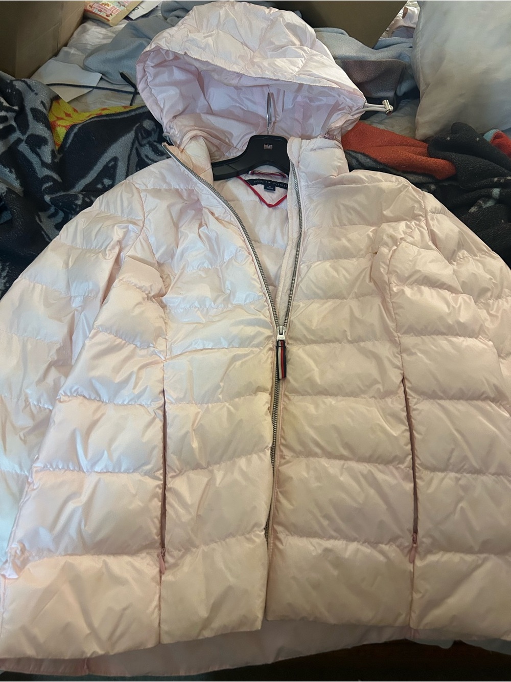 Tommy Hilfiger Light Pink Quilted Hooded Puffer